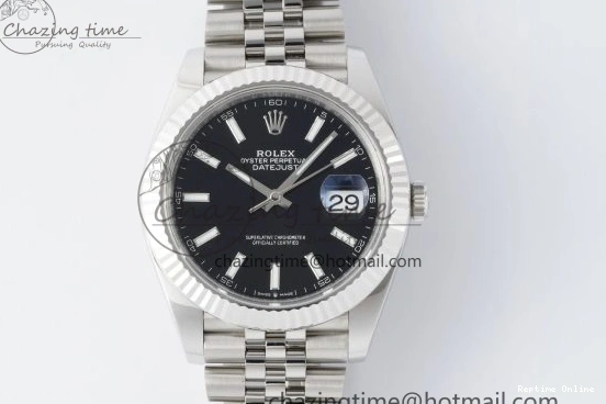 0412 DateJust 41 SS Fluted Bezel KING 1:1 Best Edition 904L Steel Black Stick Dial on Jubilee Bracelet VR EasyCare 2208